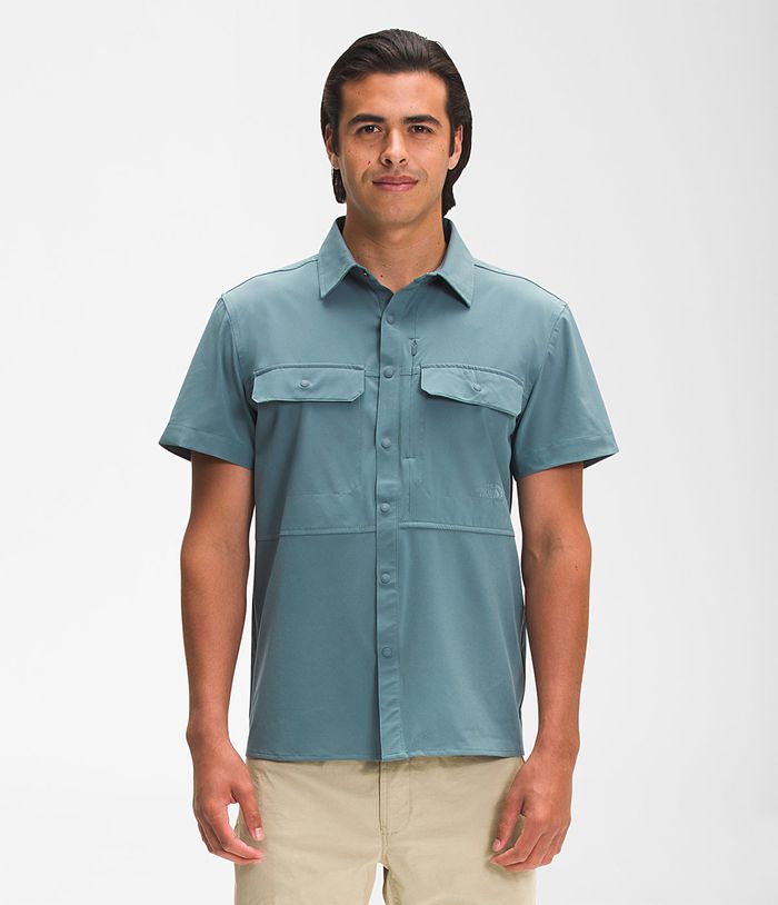 Camisa The North Face Hombre Azules Sniktau Manga Corta Sun 97265FQSA